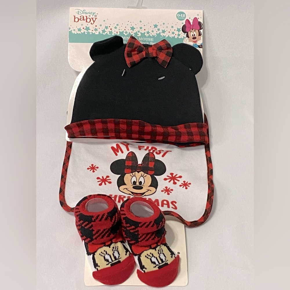 Disney Minnie Mouse My First Christmas Bib Set